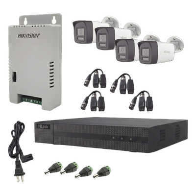 Kit de Videovigilancia TurboHD / 4 Canales + 1 IP / 2 Megapixel / Audio Bidireccional / Dual Light 30 m (98.4 ft) IR 20 m (65.6 ft) / Exterior IP67 / Fuente Regulada 12-15 VDC