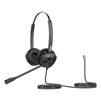 Diadema Binaural Profesional / Audio HD Wideband 50 Hz – 8 kHz / Cancelación Pasiva de Ruido / Conexión RJ9 / Brazo Ajustable 260° / Peso 95 g