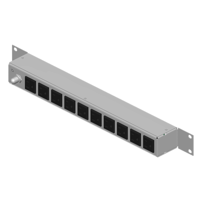 PDU Horizontal / 10 Tomas NEMA 5-15R / Rack 19 in 1UR / 120Vca 15A / Reestablecedor 15A / Cable 2.5 m (8.2 ft) / Acero Rolado en Frío