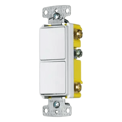 Interruptor Residencial / 15 A / 120-277 V CA / 2 Polos Unipolares / 30,000 Ciclos / 0.66 ft x 0.66 ft (20 cm x 20 cm) / Blanco