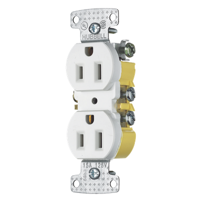 Contacto Dúplex Residencial / 15A / 125V / 2P 3H / NEMA 5-15R / 0.93′ x 4.19′ x 1.52′ / Blanco