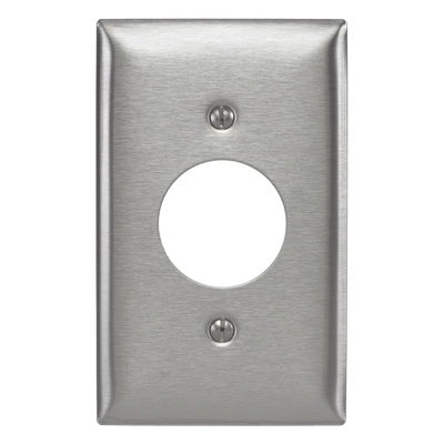 Placa para Receptáculo / Acero Inoxidable 302/304 / No Magnética / 1 Abertura 1.6″ (40.6 mm) / Compatible 15, 20 y 30 A