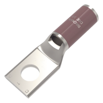Zapata Terminal de Compresión / Cobre Electrolítico Estañado / Calibre 2 AWG / Tornillo 1/2″ / 35 kV / Barril Biselado
