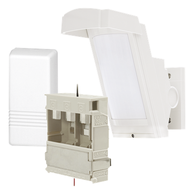 Detector de Movimiento PIR / 100% Exterior / Inalámbrico / Cobertura 12 m (39.4 ft) a 85° / Montaje 2.5 m – 3 m (8.2 ft – 9.8 ft) / Antimascota / Transmisor Honeywell 5816 Incluido