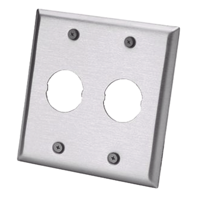 Placa de Pared Doble Industrial / 2 Puertos / Acero Inoxidable / 4.59×4.5×0.16 in / Montaje Vertical