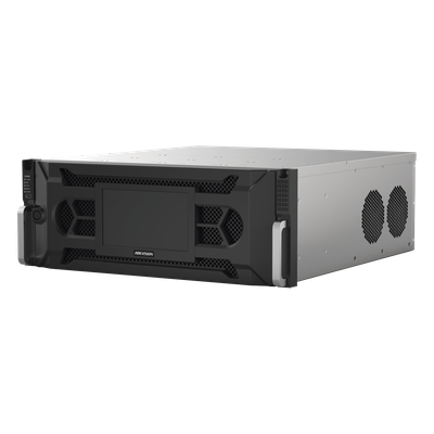 NVR IP / 128 Canales / 12 Megapixel (4K) / 24 Bahías HDD / Throughput 512 Mbps / RAID Hot Swap / Reconocimiento Facial 500,000 Rostros