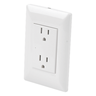 Contacto Inteligente de Pared / Supresión de Picos Tipo A / 120 VAC / 15A / Doble / Empotrable 12 x 8 x 0.5 cm (4.7 x 3.1 x 0.2 in)