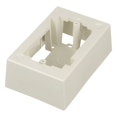 Caja de Pared Superficial / ABS Resistente / 5.09 x 3.34 x 1.75 in / Salidas 1/2, 3/4, 1 in / Blanco Mate