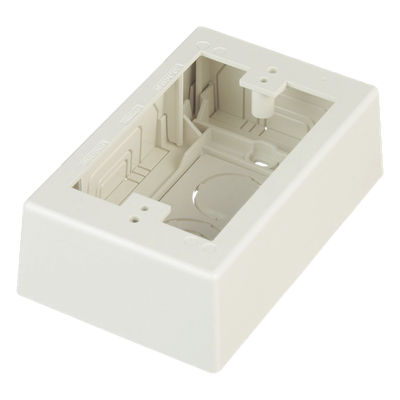 Caja de Pared Superficial / PVC Auto-extinguible / 5 x 3.26 x 1.62 in / Salidas 1/2-3/4-1 in / Blanco Mate
