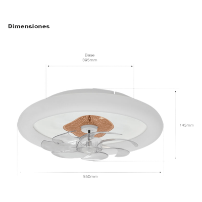 Ventilador de Techo con Luminario LED / 88 W / 3 Temperaturas de Color 2700K-6500K / 6 Velocidades / Diámetro 500 mm / Dimeable / 110 V CA 50/60 Hz