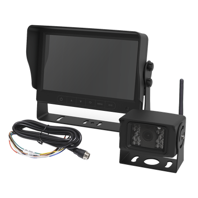 Cámara de Reversa Inalámbrica / Monitor LCD 7″ / Visión Nocturna IR 18 LEDs / IP69K / Expandible a 4 Cámaras