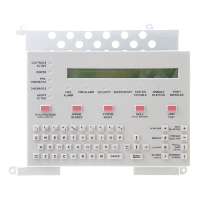 Teclado LCD para Panel de Incendio / Pantalla Retroiluminada 80 Caracteres / Teclado QWERTY / 12 LEDs de Estado / Español / Serie ONYX