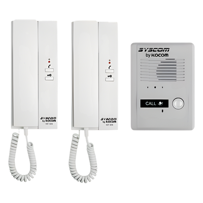 Kit de Audio Portero / 2 Auriculares / Frente de Calle Metálico / Montaje Pared o Escritorio / 0.5W-3.3W