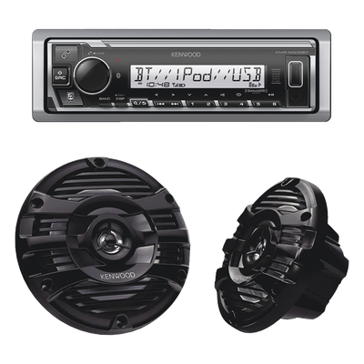 Kit Estéreo Marino / Bluetooth / Bocinas 6.5″ / 50 W RMS / Ecualizador 13 Bandas / 3 Salidas Preamp 4.0V