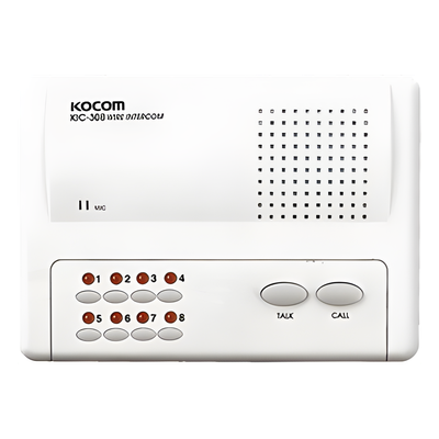 Intercomunicador Manos Libres / 8 Extensiones / Alcance 200 m (656.2 ft) / Cable 2 Hilos Calibre 18 / Alimentación 6 VCC / Montaje en Pared