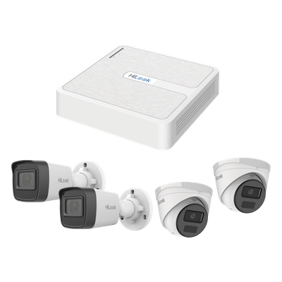 Kit de Videovigilancia IP / 2 Megapixel / NVR 8 Canales con 8 Puertos PoE+ / 4 Cámaras para Exterior / IR 20 m (65.6 ft) / Salidas VGA y HDMI