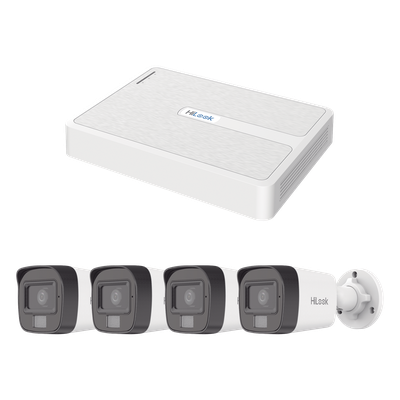 Kit de Videovigilancia IP / NVR 8 Canales PoE+ / 4 Cámaras Bala 2 Megapixel / Dual Light IR 20 m (65.6 ft) + Luz Blanca 15 m (49.2 ft) / Audio Integrado / H.265+