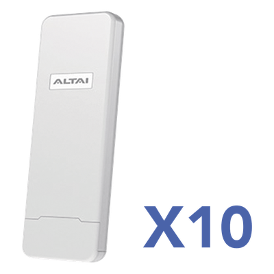 Kit Punto de Acceso Wi-Fi / 10 Unidades / 300 Mbps / Cobertura 800 m (2624.7 ft) / 128 Clientes Concurrentes / IP55 / MIMO 2×2