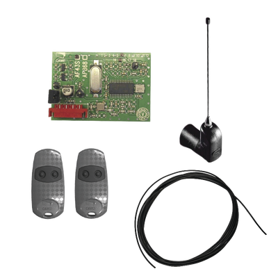 Kit Receptor Inalámbrico / Alcance 45 m (147.6 ft) / 2 Controles Remotos / Cable RG58 3 m / Antena Externa