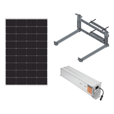 Kit Solar / 180W Panel / 1280 Wh LiFePO4 / 12/24 Vcc Regulable / IP67 / Poste 6′ a 8′