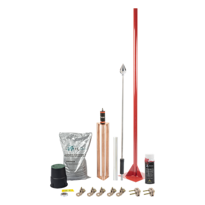 Kit Pararrayo / Punta de Aluminio / Protección 160 m (524.9 ft) / SPTE / Norma NMX-J-549-ANCE-2005