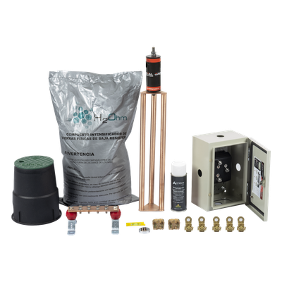 Kit de Puesta a Tierra / Electrodo Magnetoactivo / Capacidad 400 A / Resistencia < 2 Ω / Compuesto H2OHM Orgánico Certificado