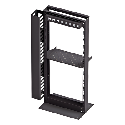 Kit Organizador de Rack / 24 Unidades / PDU 8 Conexiones / Gestión Vertical de Cables / Charola 2 Unidades / Tornillería Incluida