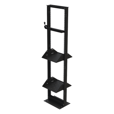 Rack 19″ / 45 UR / 2 Charolas / PDU 8 Tomas / Doble Perforación / Estructura Reforzada