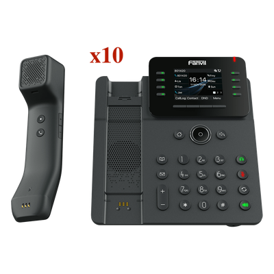 Kit Teléfono IP Empresarial / Pantalla Táctil IPS HD 2.8″ / 12 Líneas SIP / Puertos Gigabit con Bypass / Auricular Bluetooth / Conferencia 6 Vías