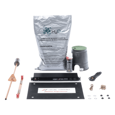 Kit de Tierra Física / Resistencia < 2 Ohm / 15 A / Electrodo Cobre Electrolítico / Compuesto Orgánico Certificado / Supresor de Picos