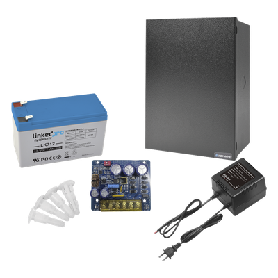 Kit de Fuente de Poder con Respaldos / 12 VCC a 4 A / Batería 12 V 7 Ah / Transformador 16-24 VCA / Protección Sobretensión y Cortocircuito