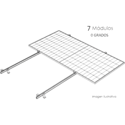 Sistema de Montaje Solar / Techo Plano / 1 Módulo / Viento 140 km/h / Inclinación 15° / Área 4 m²