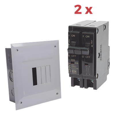 Centro de Carga / 4 Polos Empotrable / 100 A / 2 Interruptores Térmicos 2P 20 A / 10 kA / 120/240 VCA
