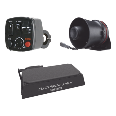 Kit de Señalización para Motocicleta / Sirena y Bocina 100W / Controlador Ergonómico / 3 Tonos de Advertencia / Manubrio 7/8″ (22,22 mm)