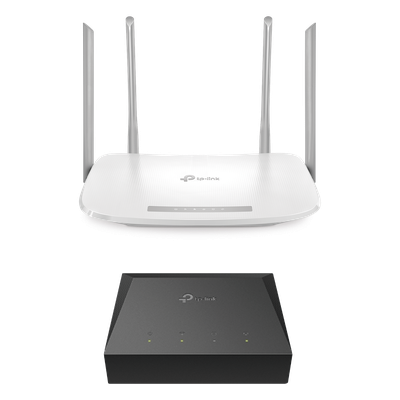 Kit ONU Gigabit / Router Wi-Fi AC1200 / 4 Puertos LAN Gigabit / 4 Antenas Omnidireccionales / Administración Remota TR-069 / IPv6