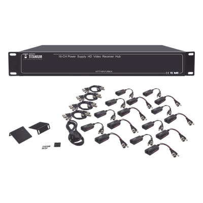 Kit Transceptor Activo / 16 Canales / Video + Potencia por UTP / 4K a 150 m (492.1 ft) / Rack 19″ / HD-TVI/CVI/AHD/CVBS