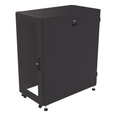 Gabinete de Piso para Telecomunicaciones / 24 UR / 600 x 1000 mm / Puerta con Cristal Templado / Cierre 3 Puntos / Postes Ajustables