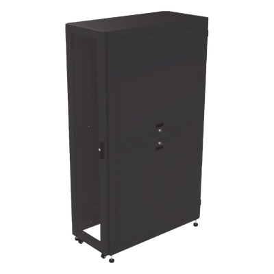 Gabinete de Piso para Telecomunicaciones / 45 UR / 1200 mm (3.94 ft) Profundidad / Carga 1300 kg / Puerta con Cristal Templado / 4 Postes Ajustables