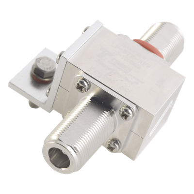 Protector Coaxial / Rango 20-1000 MHz / Potencia 375 W VHF / Conectores N-Hembra / Montaje de Tierra Universal