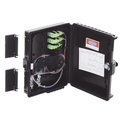 Caja de Empalme para Fibra Óptica / 24 Fusiones / IP65 / Splitter 1×8 SC/APC / 12 Puertos Drop / -40°C a +85°C