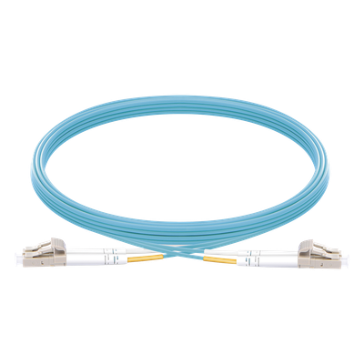 Jumper de Fibra Óptica / OM3 50/125 / LC-LC Dúplex / OFNR Riser / 2.0 mm / 5 m (16.40 ft) / Aqua