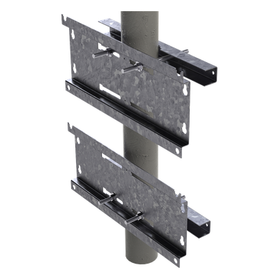 Herraje de Fijación para Gabinete / Compatible 16U y 24U / Acero Galvanizado / Pared, Poste o Torre