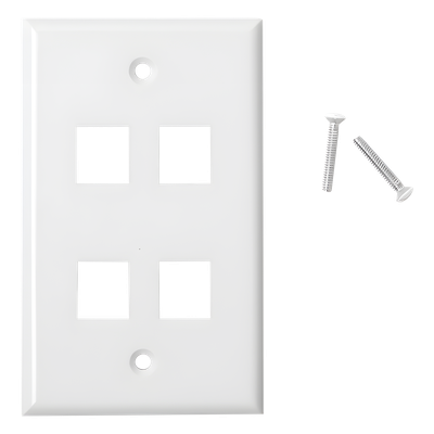 Placa de Pared / 4 Puertos Keystone / Montaje Vertical / 70 x 115 mm / 2.75 x 4.52 ft / Blanco