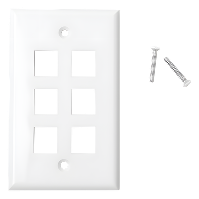 Placa de Pared / 6 Puertos / Keystone / Montaje Vertical / 70 x 115 mm / 2.75′ x 4.52′ / UL CE ETL