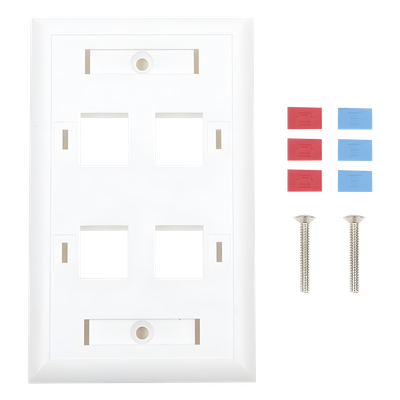 Placa de Pared Keystone / 4 Puertos / Espacio para Etiqueta / UL 94V-0 / 70 x 115mm (2.75′ x 4.52′)