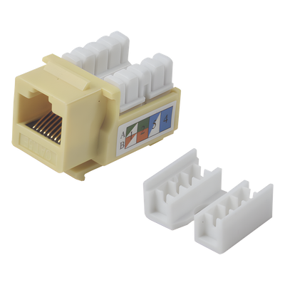 Jack Keystone Cat5e / Terminación 110 Punchdown / RJ45 Sin Blindaje / 90° / 24-26 AWG / Amarillo