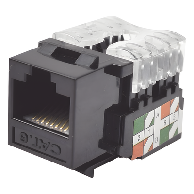 Módulo Jack Keystone / Cat6 / Terminación 110 Punchdown / RJ45 Sin Blindaje / T568A-B / Color Negro