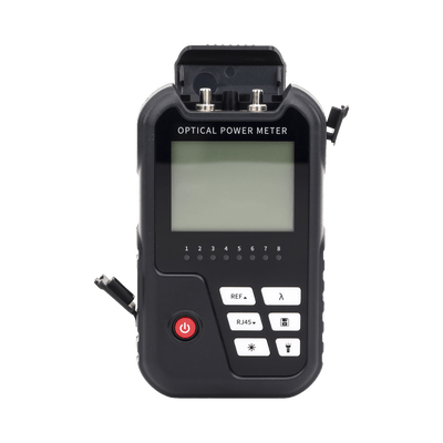 Medidor de Potencia Óptica / Rango -50dBm a 26dBm / Detector InGaAs 800-1700nm / VFL 2mW 650nm / Probador RJ45 hasta 300m / 120h Operación Continua