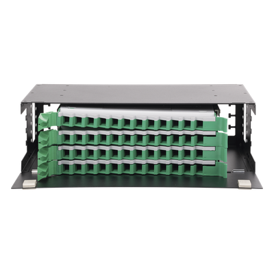 Distribuidor de Fibra Óptica / 19″ (48.26 cm) / 3U / 48 Fibras / Bandejas Deslizables / 4 Entradas / Cable hasta 16 mm
