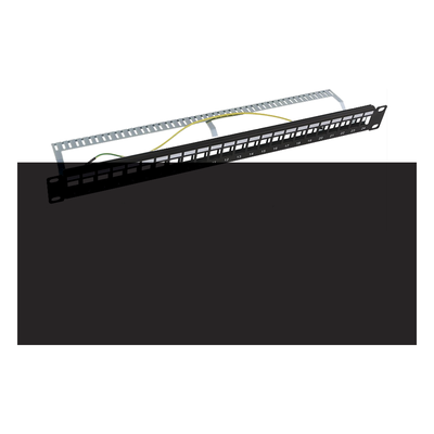 Panel de Parcheo Modular Blindado / 24 Puertos STP / 1U / Acero SPCC 1.5mm / Ángulo Ajustable ±30′